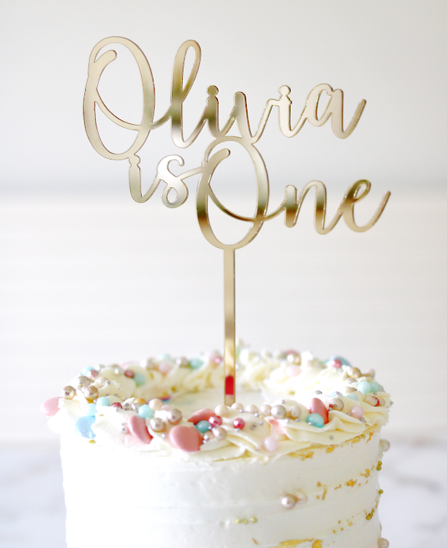 Premier anniversaire, prénom personnalisé + one - Topper cake